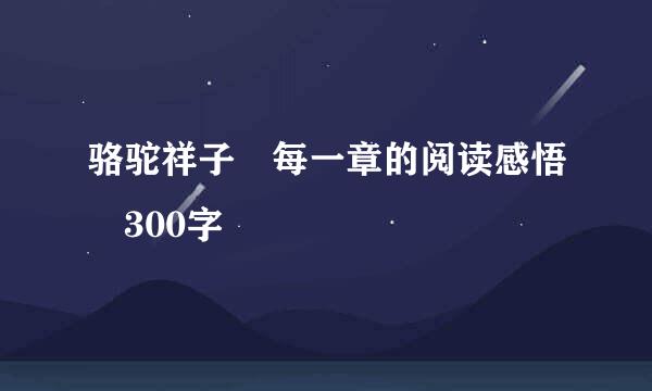 骆驼祥子 每一章的阅读感悟 300字
