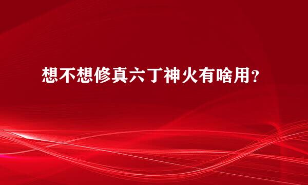想不想修真六丁神火有啥用？