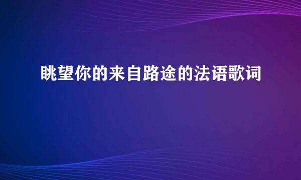 眺望你的来自路途的法语歌词
