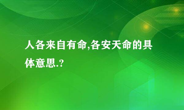人各来自有命,各安天命的具体意思.?