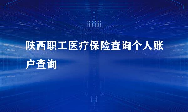 陕西职工医疗保险查询个人账户查询