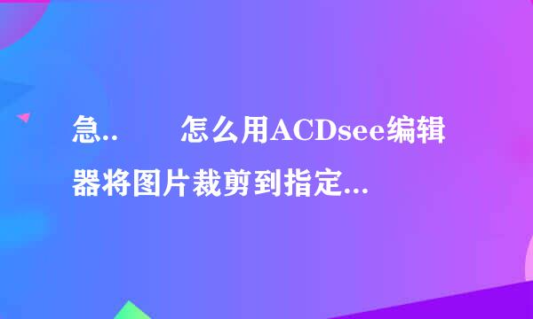 急..  怎么用ACDsee编辑器将图片裁剪到指定长,宽,高?