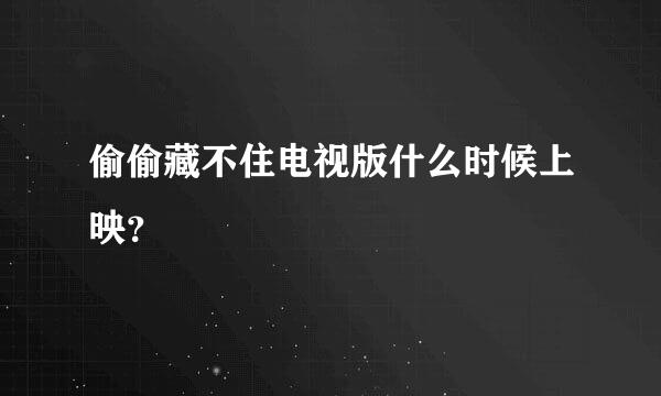 偷偷藏不住电视版什么时候上映？