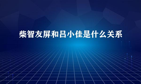 柴智友屏和吕小佳是什么关系