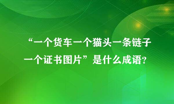 “一个货车一个猫头一条链子一个证书图片”是什么成语？