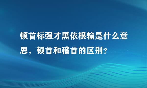 顿首标强才黑依根输是什么意思，顿首和稽首的区别？