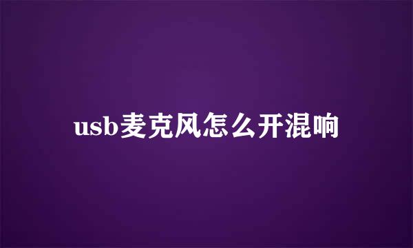 usb麦克风怎么开混响