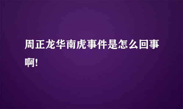 周正龙华南虎事件是怎么回事啊!