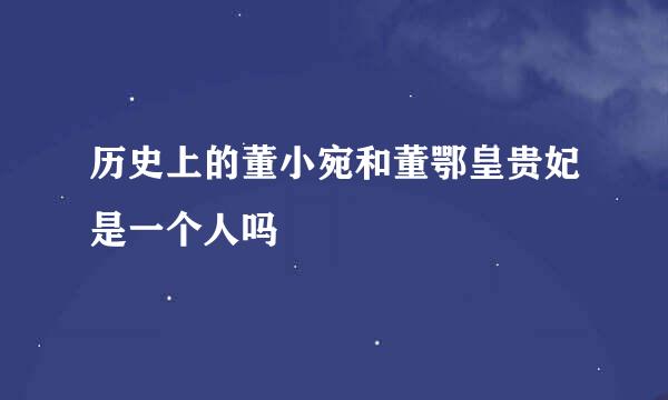 历史上的董小宛和董鄂皇贵妃是一个人吗