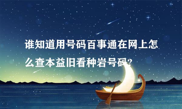谁知道用号码百事通在网上怎么查本益旧看种岩号码?
