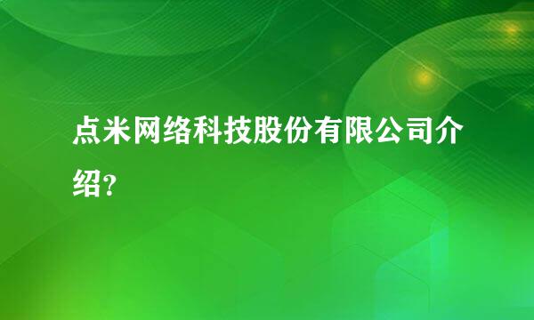 点米网络科技股份有限公司介绍？