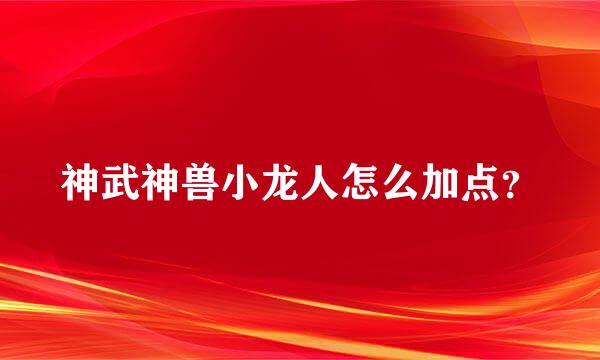 神武神兽小龙人怎么加点？