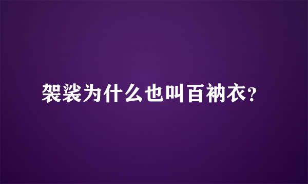 袈裟为什么也叫百衲衣？