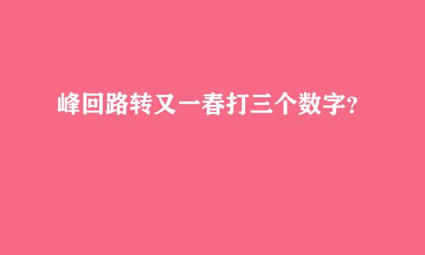 峰回路转又一春打三个数字？