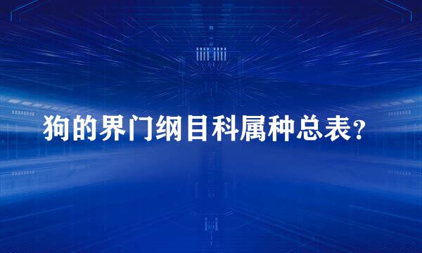 狗的界门纲目科属种总表？