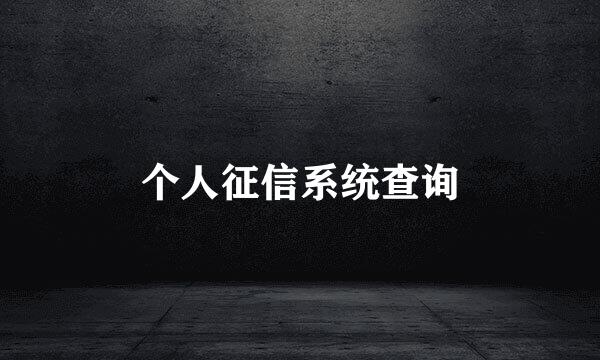 个人征信系统查询