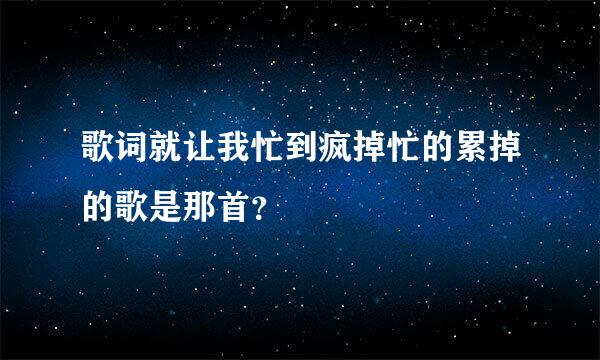 歌词就让我忙到疯掉忙的累掉的歌是那首？