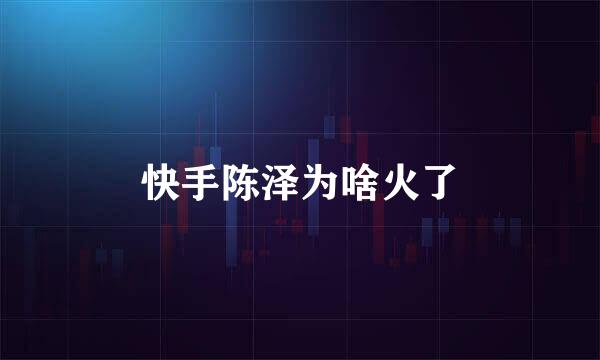 快手陈泽为啥火了
