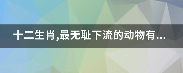 十二生肖,最无耻来自下流的动物有哪些？