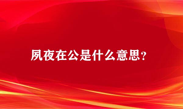 夙夜在公是什么意思？