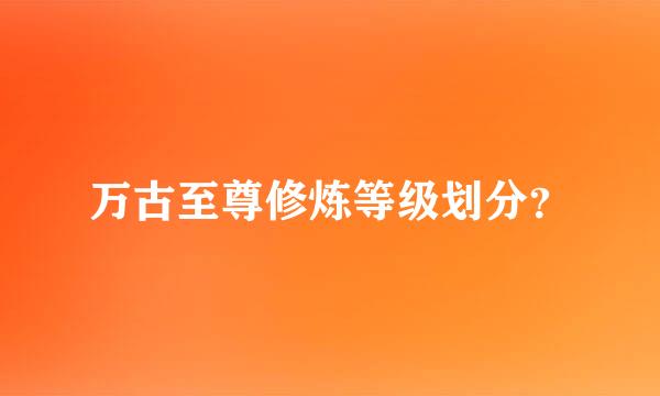 万古至尊修炼等级划分？