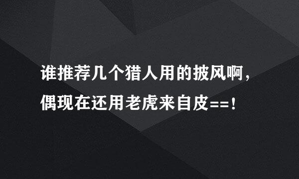 谁推荐几个猎人用的披风啊，偶现在还用老虎来自皮==！