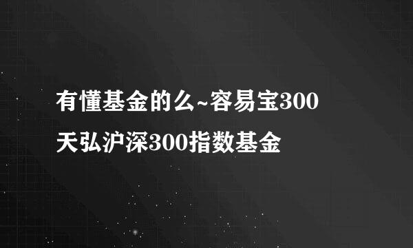 有懂基金的么~容易宝300 天弘沪深300指数基金