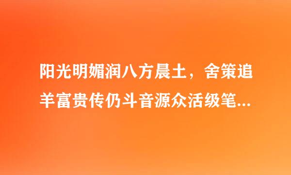 阳光明媚润八方晨土，舍策追羊富贵传仍斗音源众活级笔统扬是什么生肖