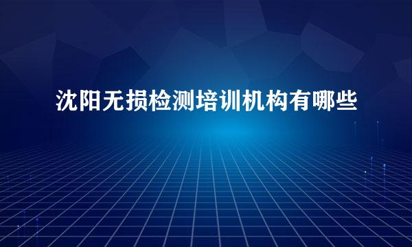 沈阳无损检测培训机构有哪些