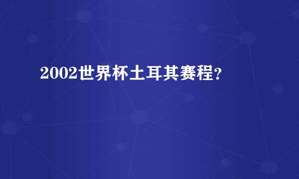 2002世界杯土耳其赛程？