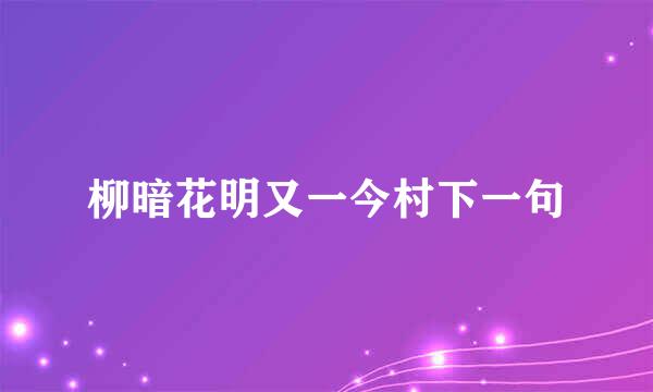 柳暗花明又一今村下一句