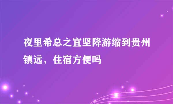 夜里希总之宜坚降游缩到贵州镇远，住宿方便吗