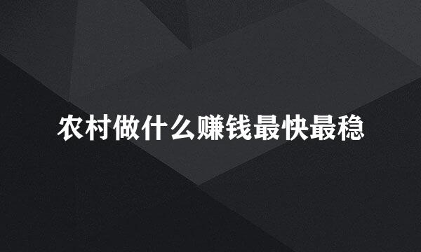农村做什么赚钱最快最稳