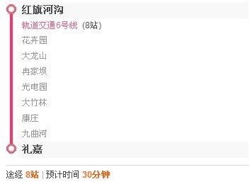 重庆轻轨线路图6号线红旗河沟至礼嘉票价