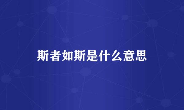 斯者如斯是什么意思