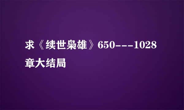 求《续世枭雄》650---1028章大结局