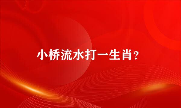 小桥流水打一生肖？