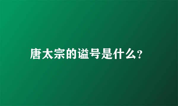 唐太宗的谥号是什么？