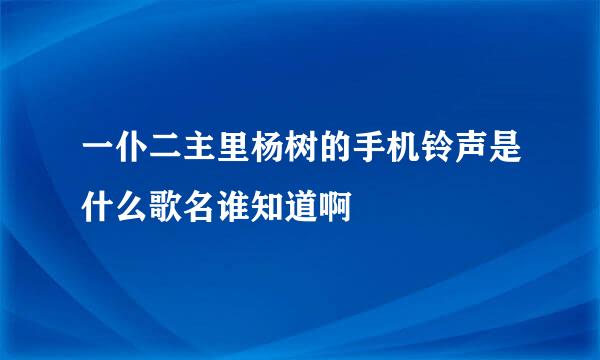 一仆二主里杨树的手机铃声是什么歌名谁知道啊