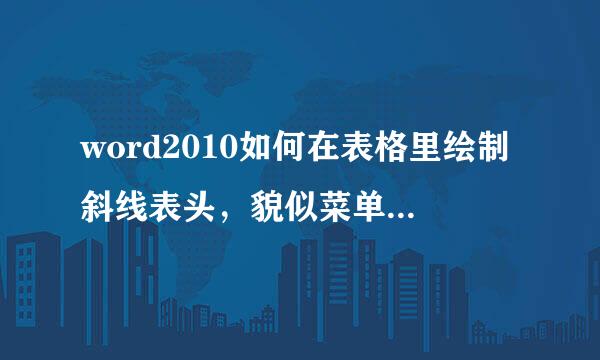 word2010如何在表格里绘制斜线表头，貌似菜单栏里没有这一项，也没有单元格属性和来自格式。
