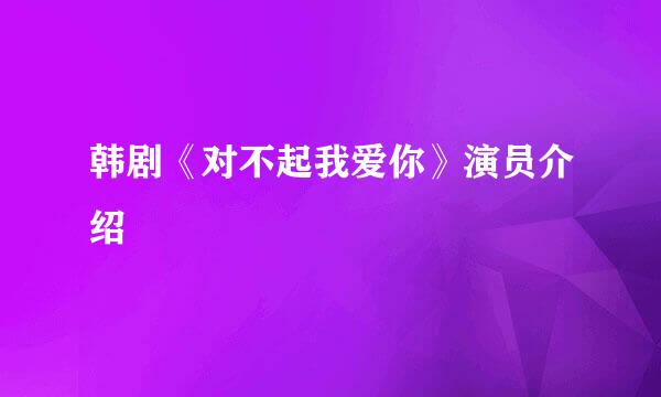 韩剧《对不起我爱你》演员介绍