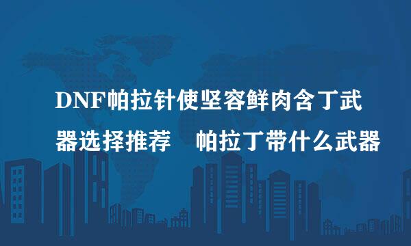DNF帕拉针使坚容鲜肉含丁武器选择推荐 帕拉丁带什么武器