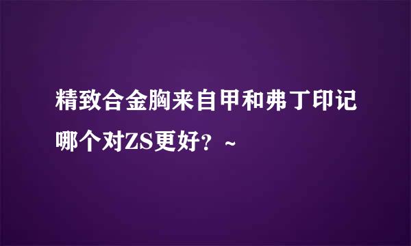 精致合金胸来自甲和弗丁印记哪个对ZS更好？~
