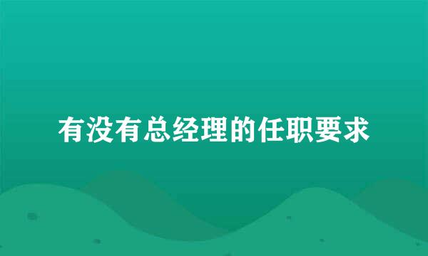 有没有总经理的任职要求