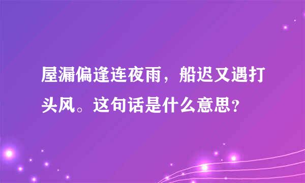 屋漏偏逢连夜雨，船迟又遇打头风。这句话是什么意思？
