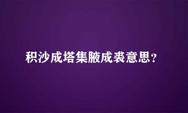 积沙成塔集腋成裘意思？