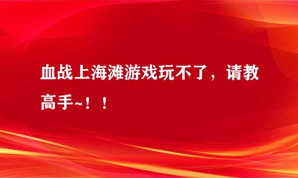 血战上海滩游戏玩不了，请教高手~！！