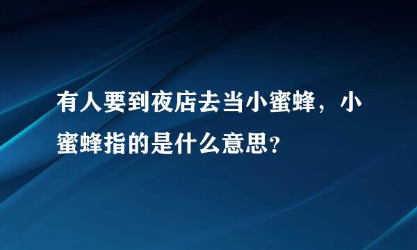 有人要到夜店去当小蜜蜂，小蜜蜂指的是什么意思？