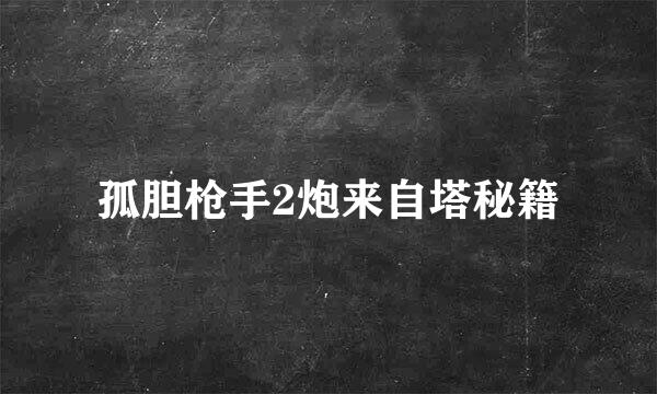 孤胆枪手2炮来自塔秘籍
