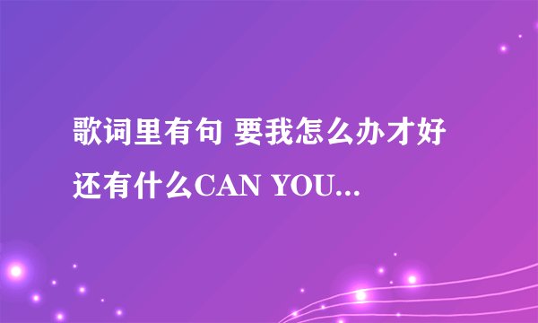 歌词里有句 要我怎么办才好 还有什么CAN YOU LOVE